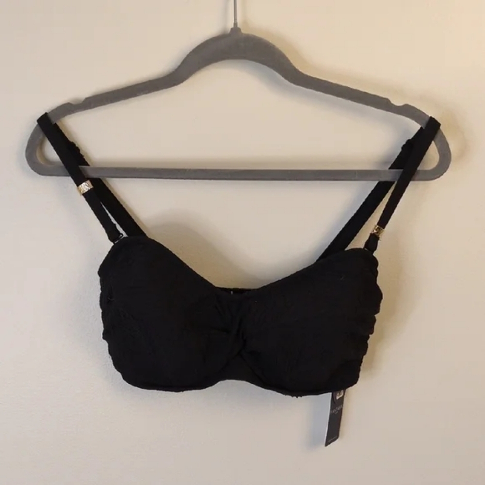 Fantasie Ottawa Twist Underwire Bandeau Bikini Top Black 32G NWT